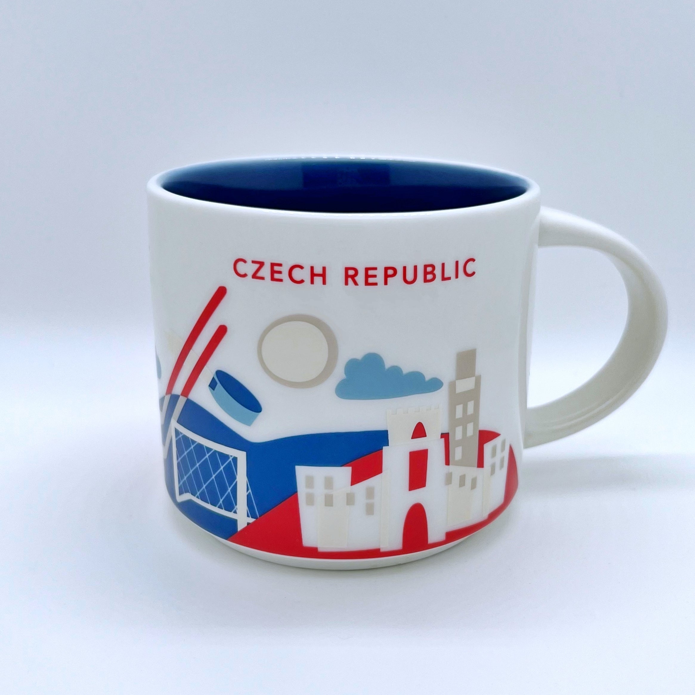 Kaffee Tee und Cappuccino Tasse von Starbucks mit gemalten Bildern aus dem Land Tschechische Republik