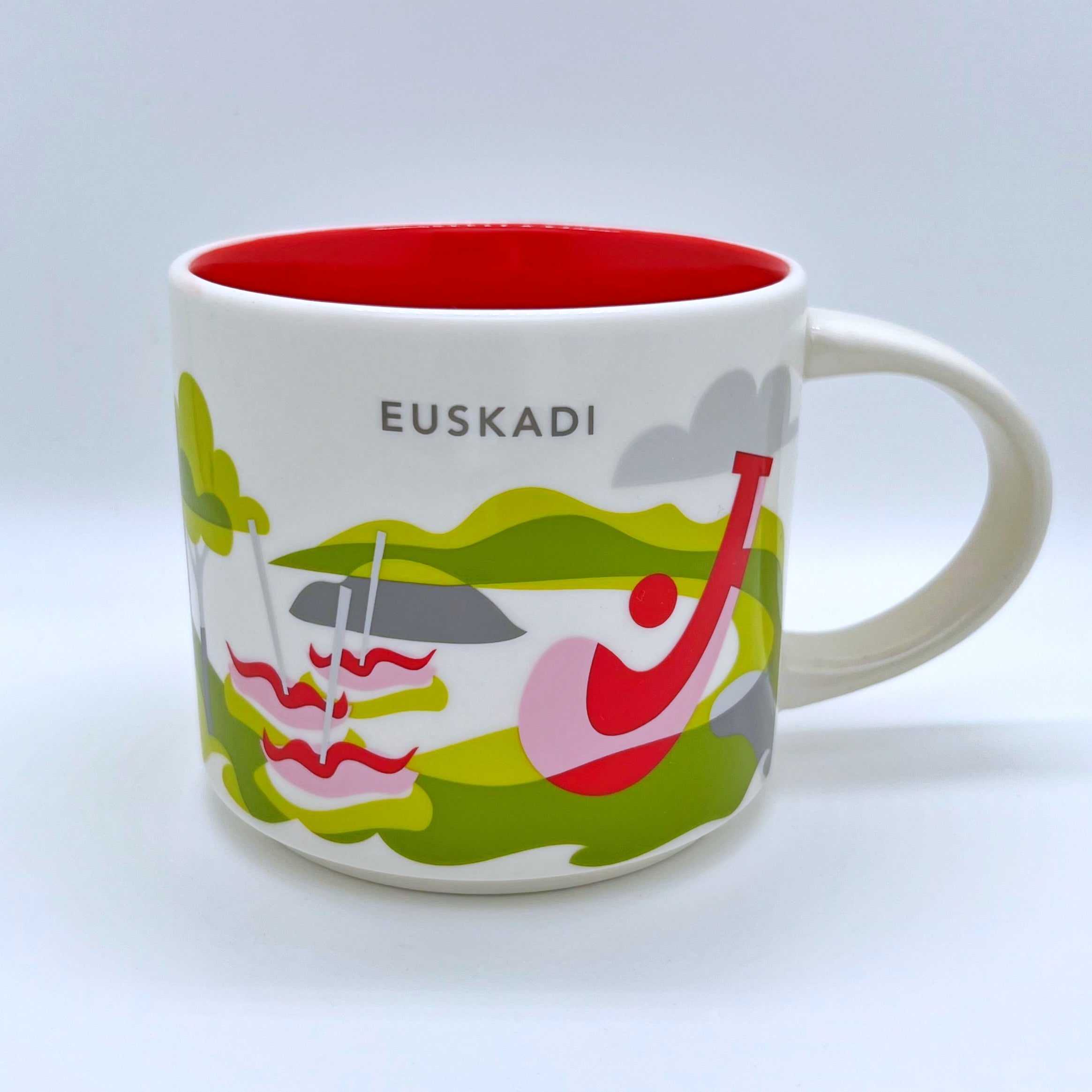 Kaffee Tee und Cappuccino Tasse von Starbucks mit gemalten Bildern aus der Stadt Euskadi