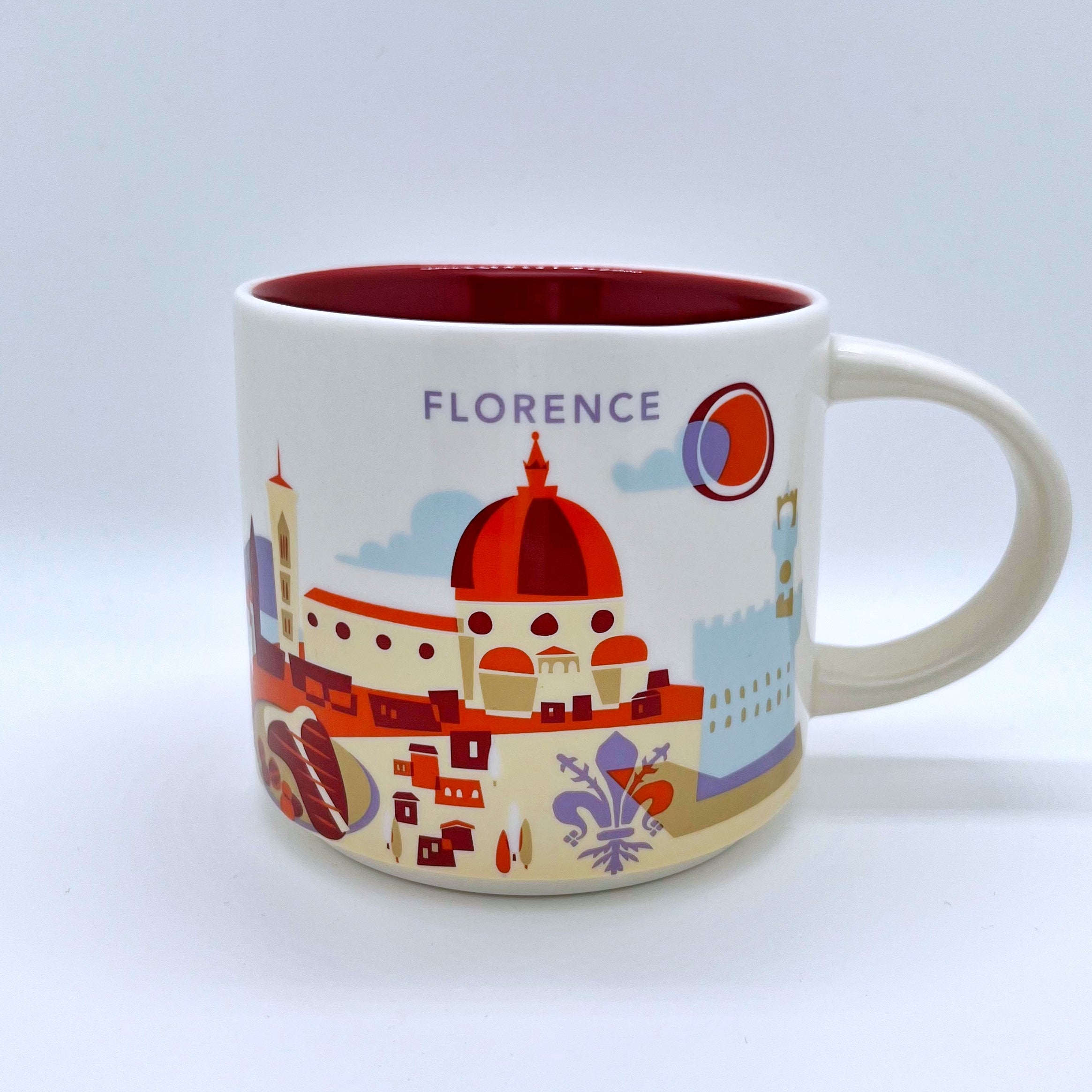 Kaffee Tee oder Cappuccino Tasse von Starbucks mit gemalten Bildern aus der Stadt Florenz