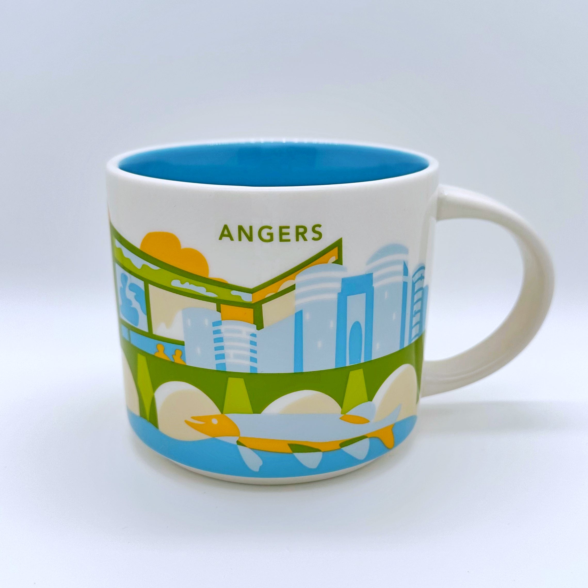 Kaffee Tee und Cappuccino Tasse von Starbucks mit gemalten Bildern aus der Stadt Angers