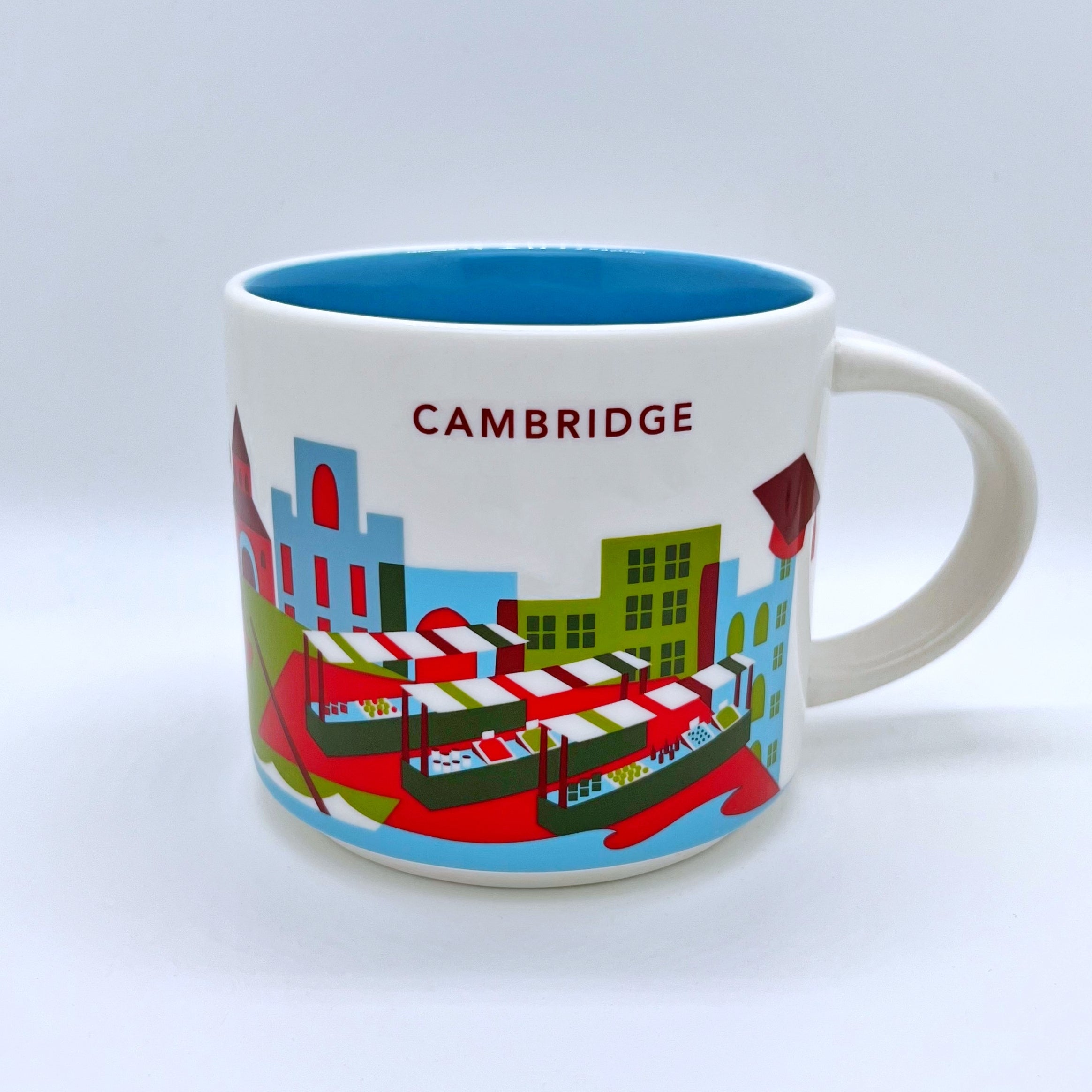 Kaffee Tee und Cappuccino Tasse von Starbucks mit gemalten Bildern aus der Stadt Cambridge 