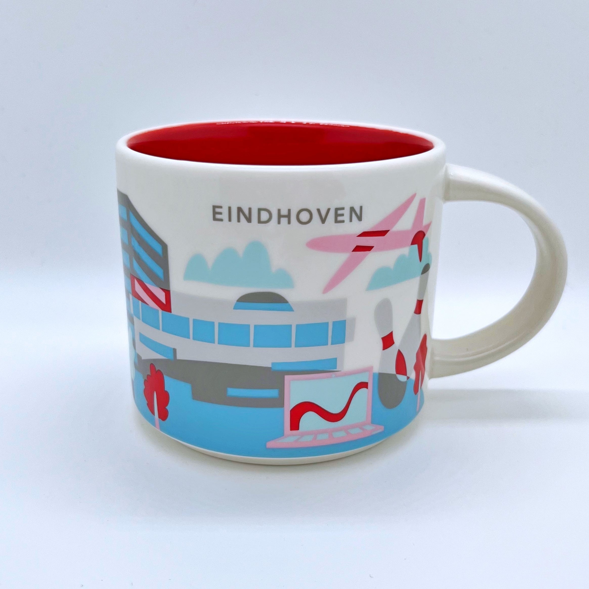 Kaffee Tee und Cappuccino Tasse von Starbucks mit gemalten Bildern aus der Stadt Eindhoven