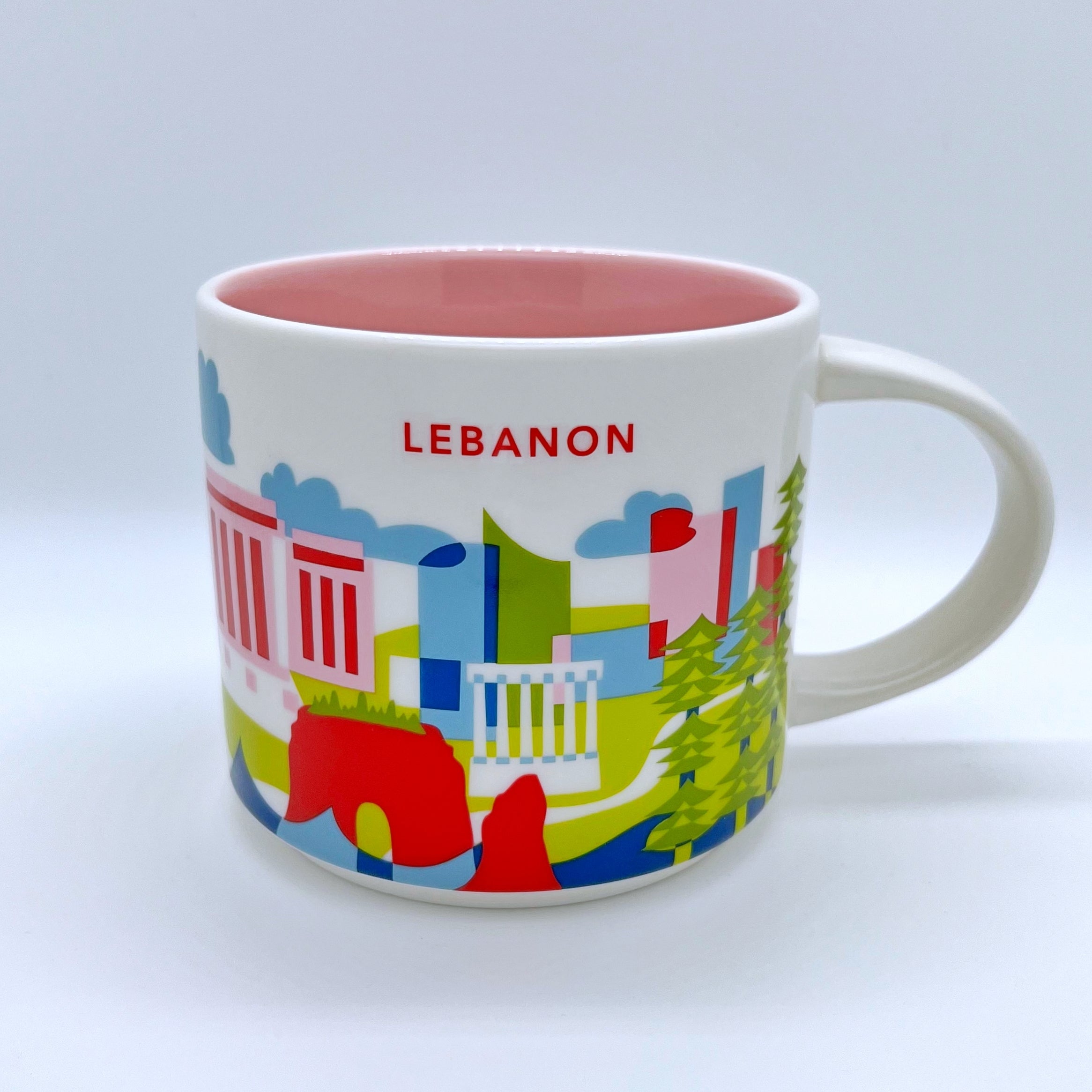 Kaffee Tee und Cappuccino Tasse von Starbucks mit gemalten Bildern aus der Stadt Lebanon