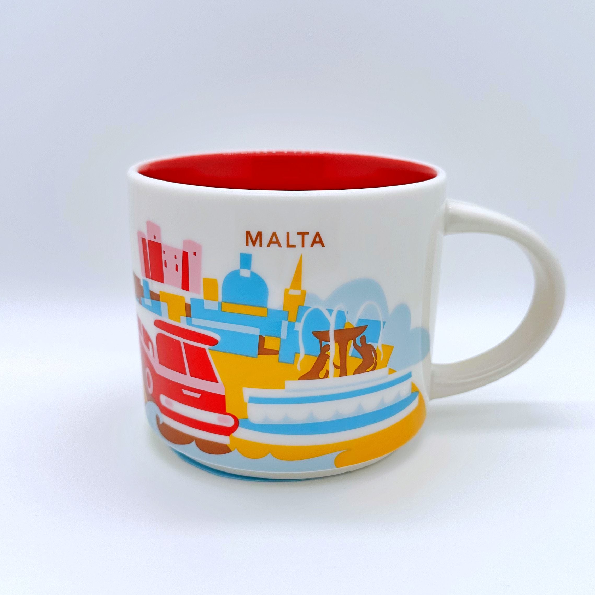Kaffee Tee und Cappuccino Tasse von Starbucks mit gemalten Bildern aus dem Land Malta