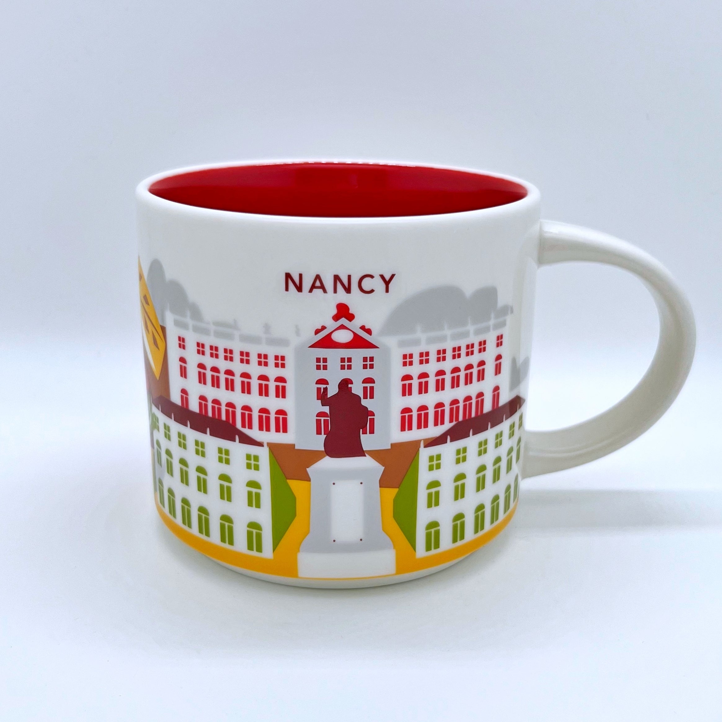 Kaffee Cappuccino oder Tee Tasse von Starbucks mit gemalten Bildern aus der Stadt Nancy
