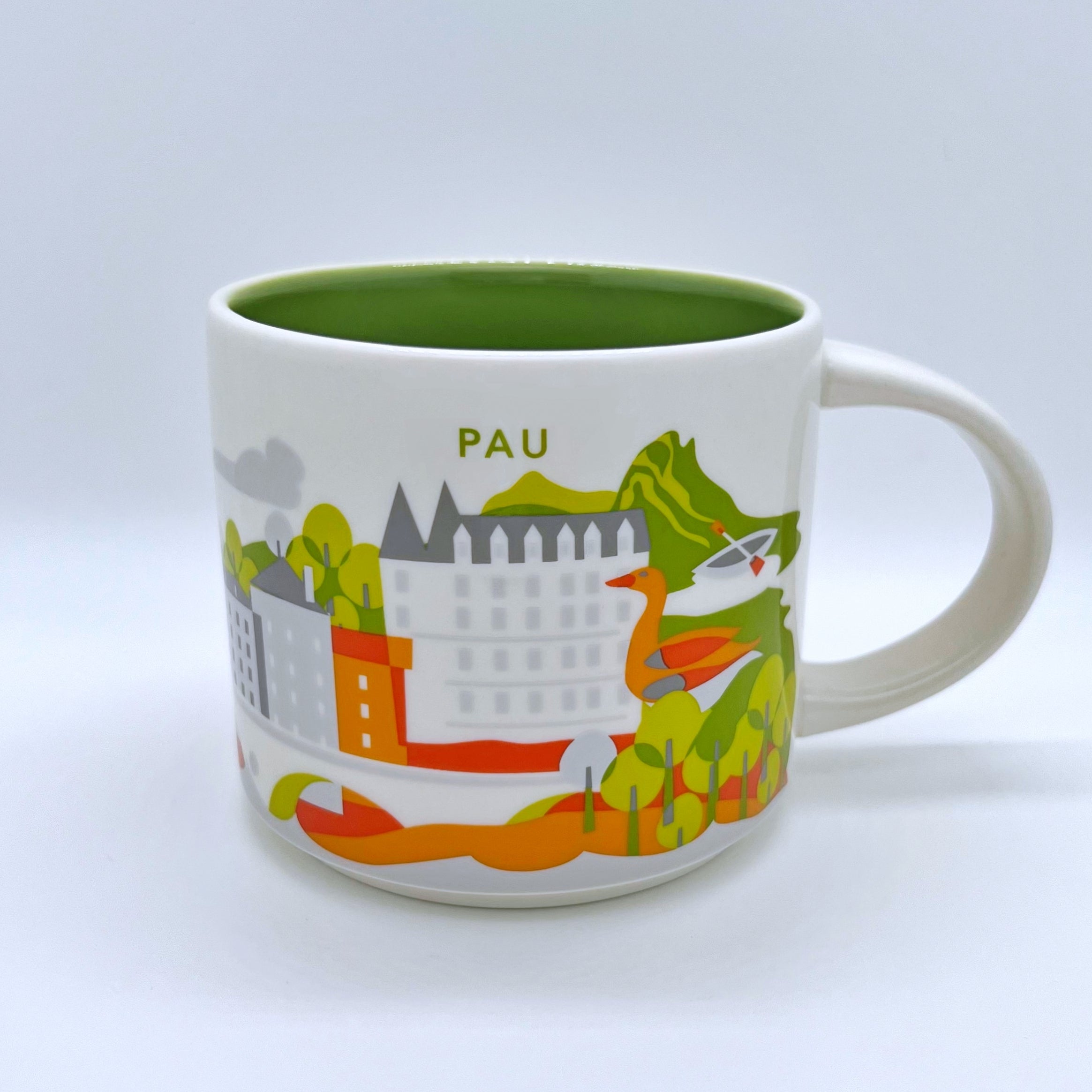 Kaffee Tee und Cappuccino Tasse von Starbucks mit gemalten Bildern aus der Stadt Pau