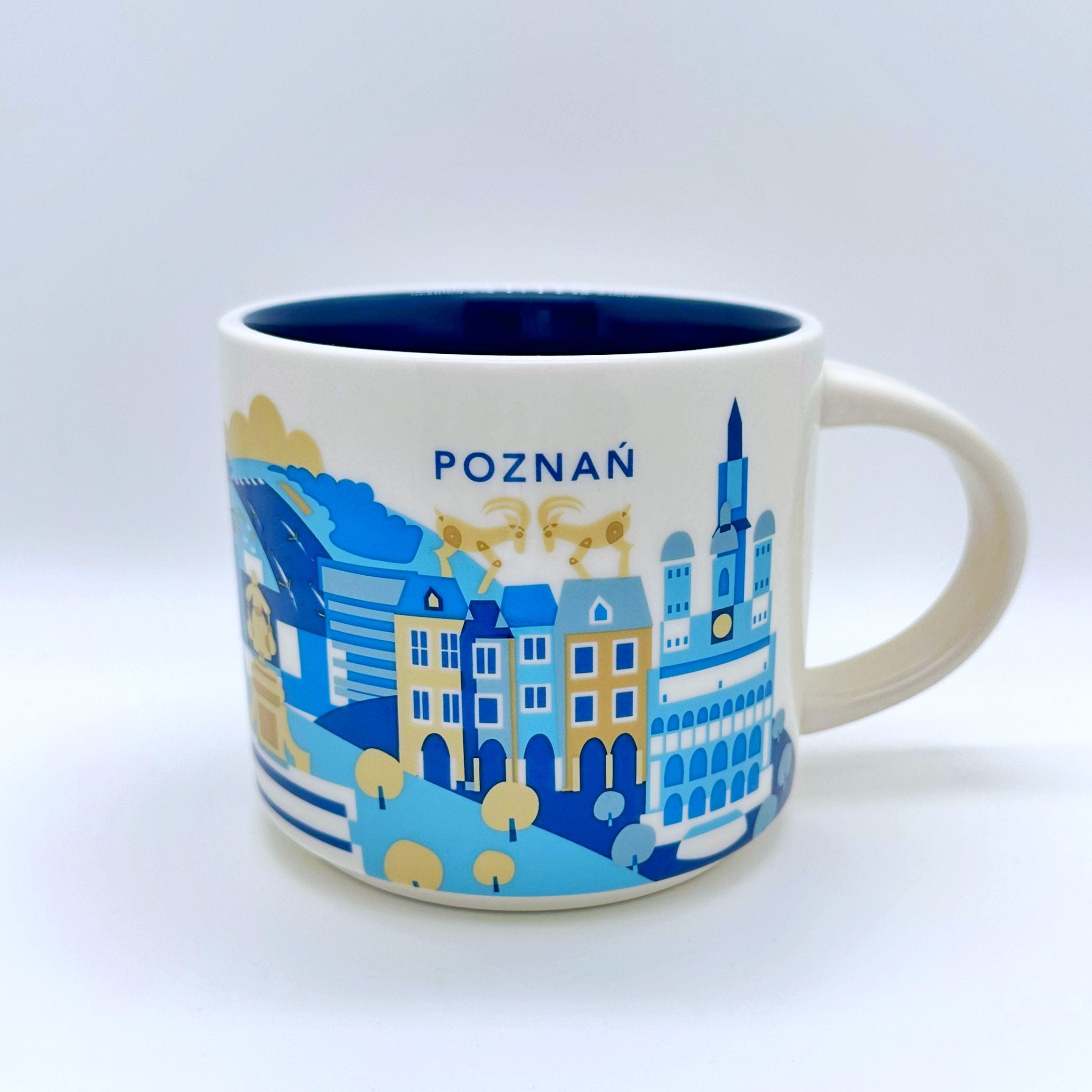Kaffee Cappuccino oder Tee Tasse von Starbucks mit gemalten Bildern aus der Stadt Posen