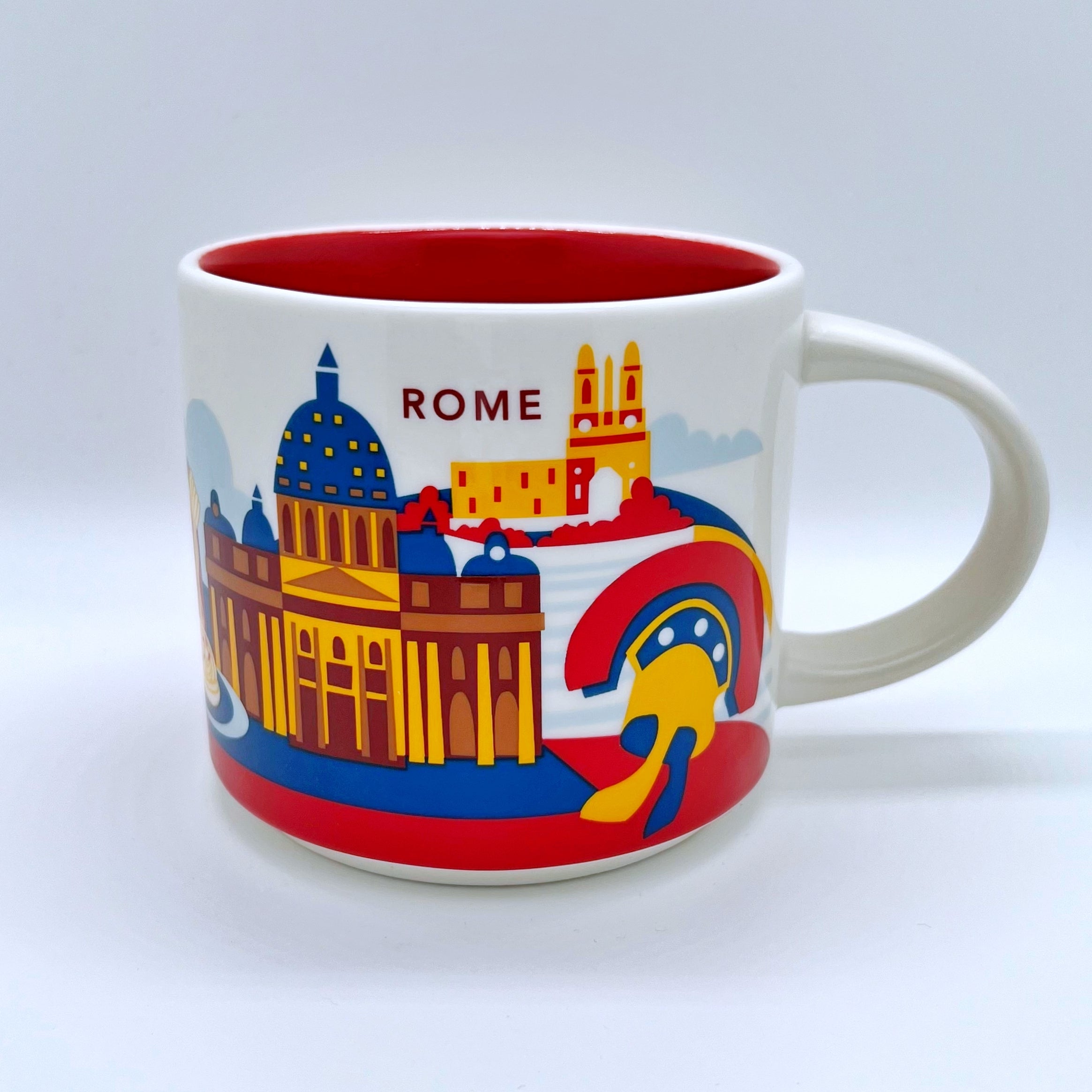 Kaffee Tee oder Cappuccino Tasse von Starbucks mit gemalten Bildern aus der Stadt Rom