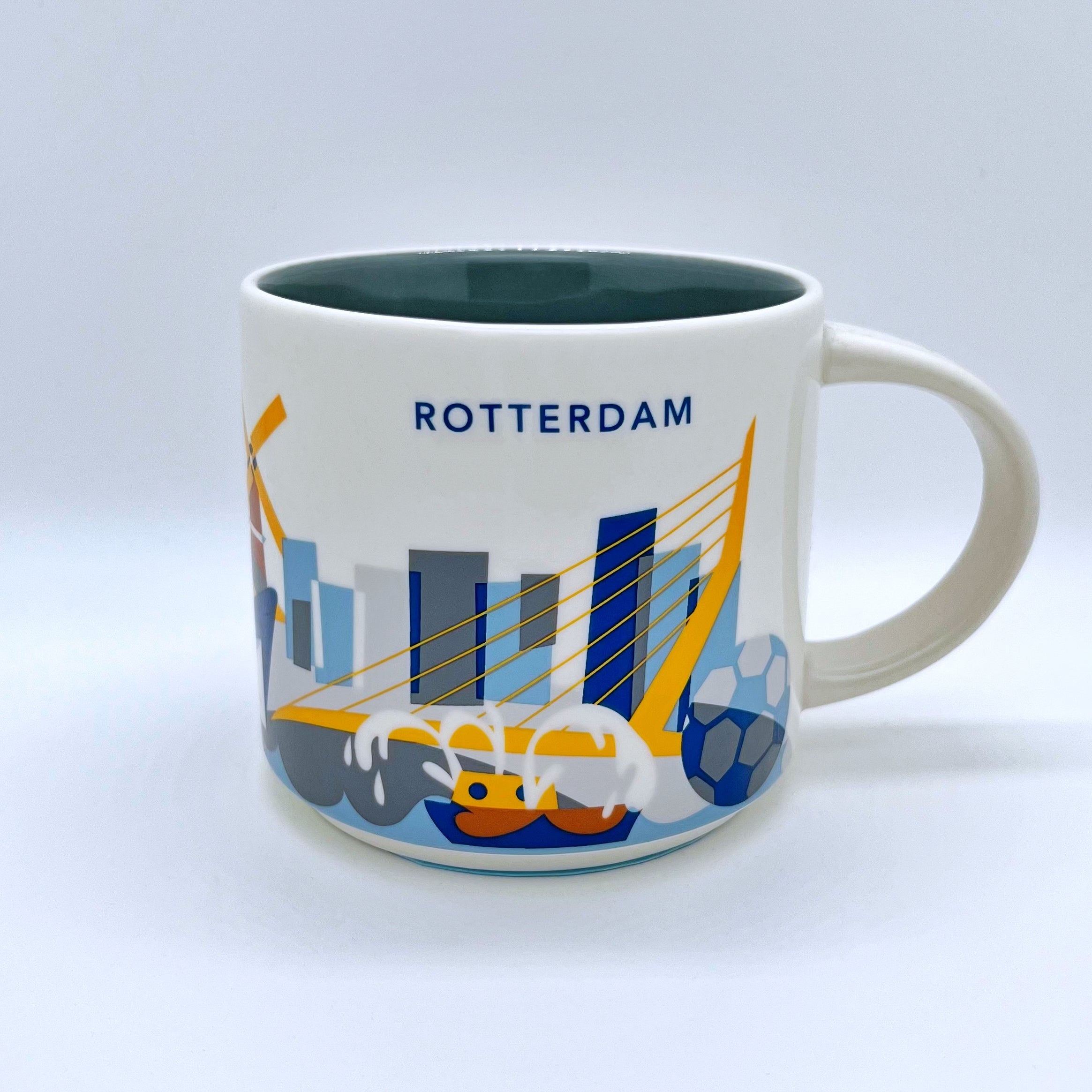 Kaffee Cappuccino oder Tee Tasse von Starbucks mit gemalten Bildern aus der Stadt Rotterdam