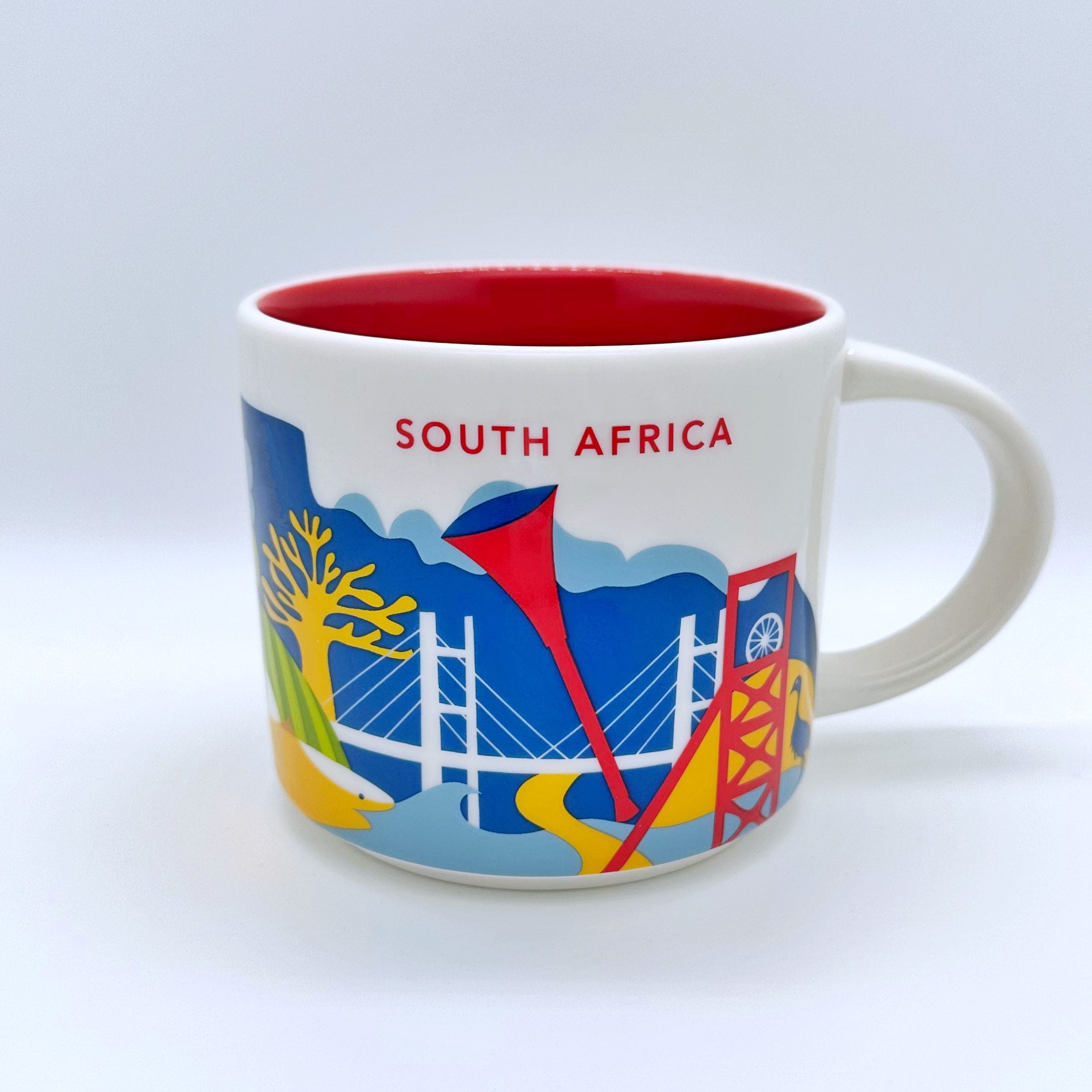 Kaffee Cappuccino oder Tee Tasse von Starbucks mit gemalten Bildern aus dem Land Südafrika