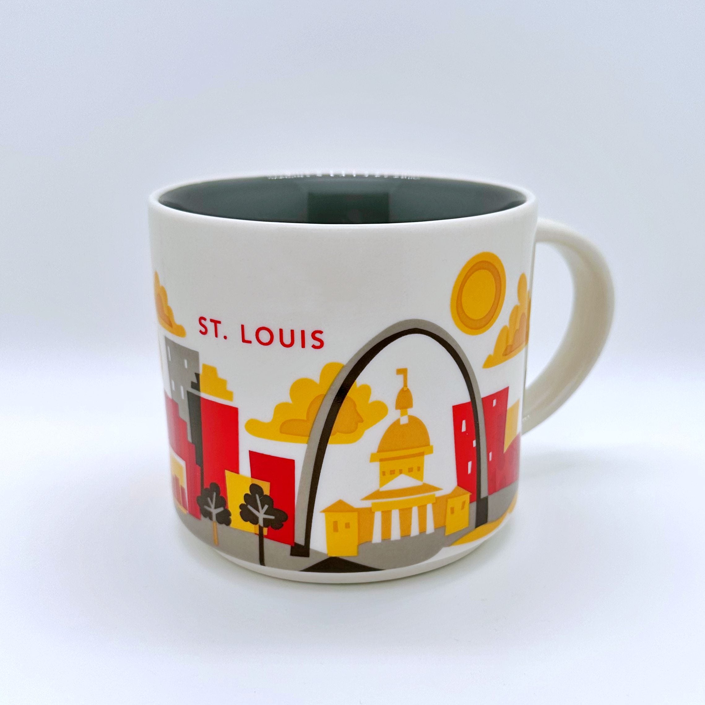 Kaffee Cappuccino oder Tee Tasse von Starbucks mit gemalten Bildern aus der Stadt St. Louis
