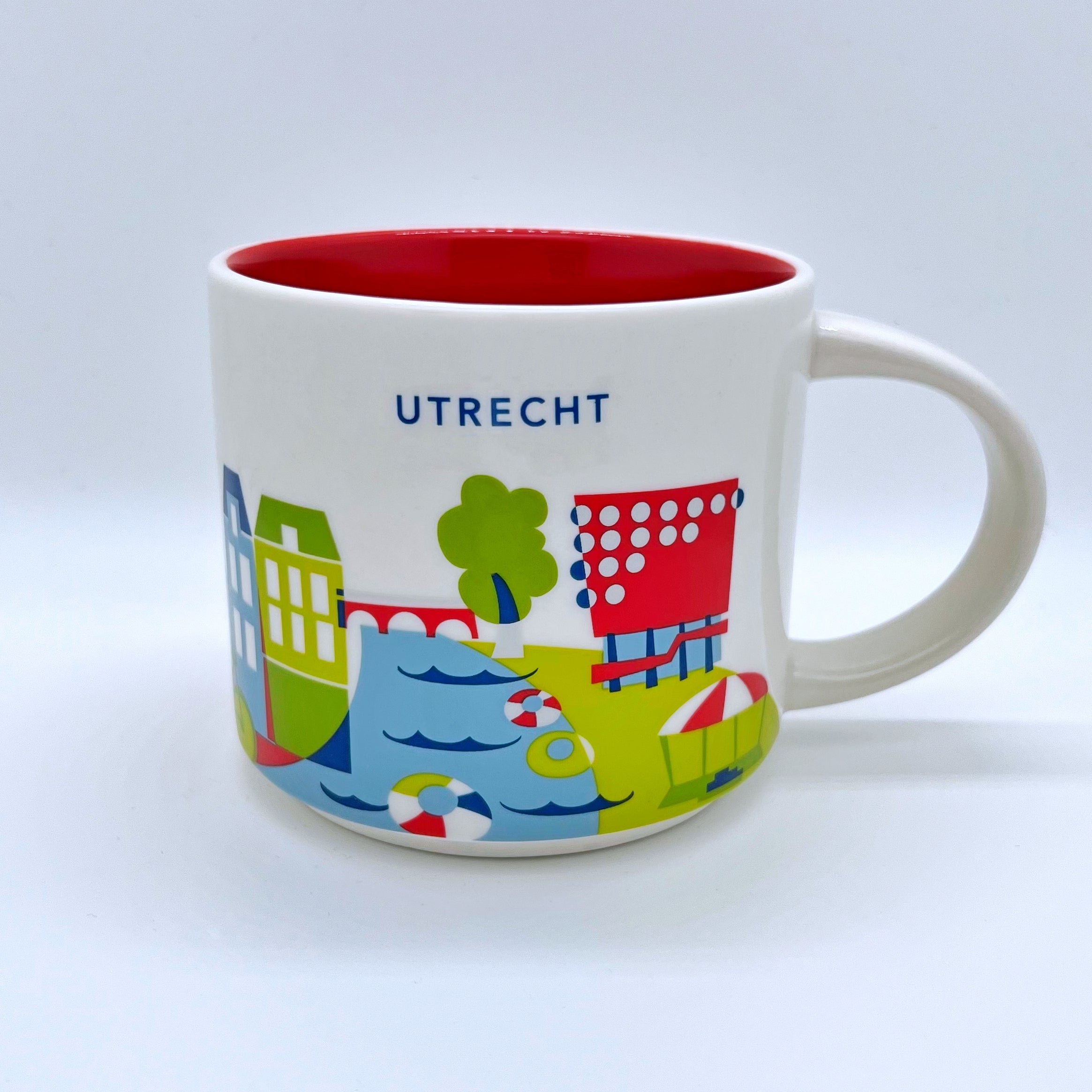 Kaffee Tee und Cappuccino Tasse von Starbucks mit gemalten Bildern aus der Stadt Utrecht