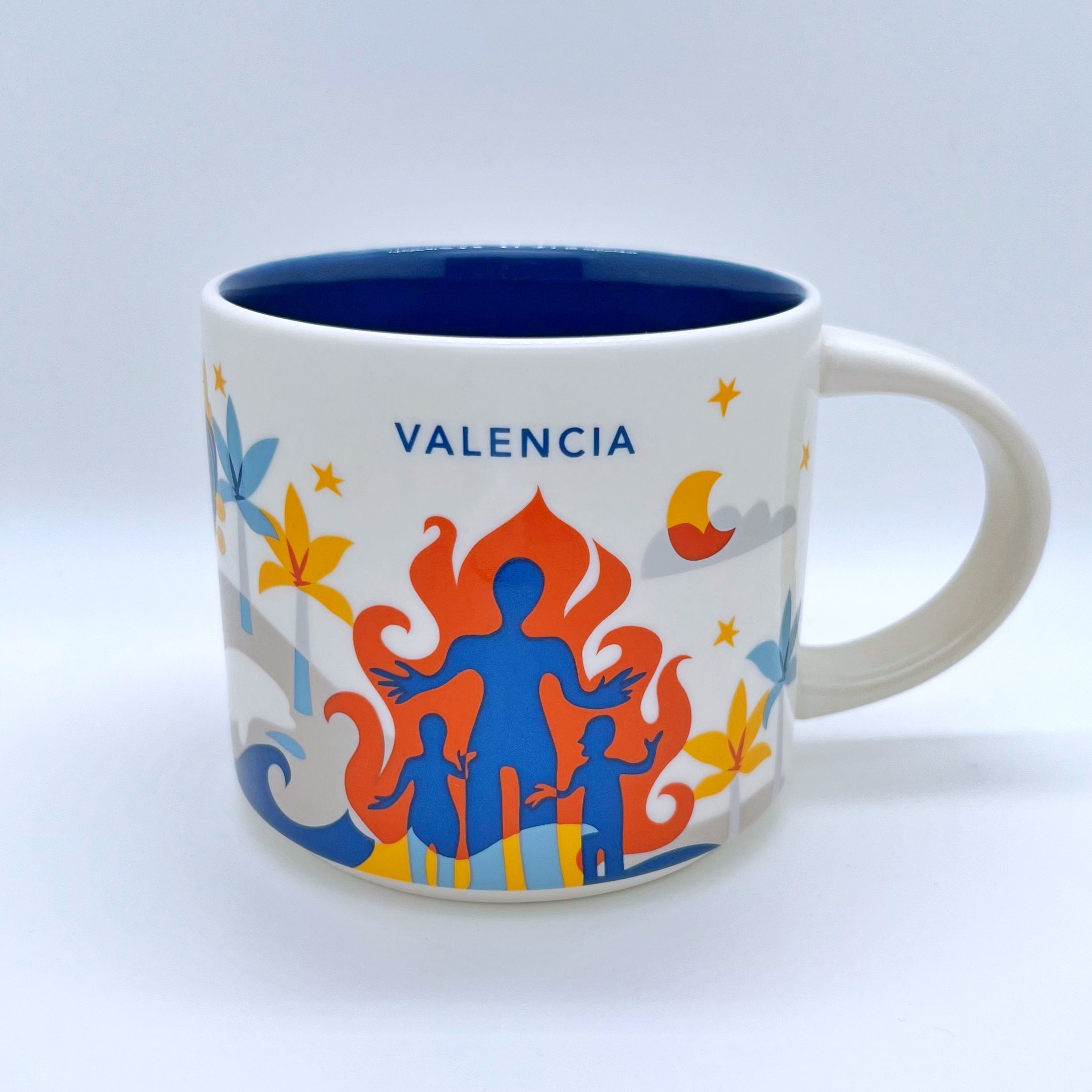 Kaffee Tee und Cappuccino Tasse von Starbucks mit gemalten Bildern aus der Stadt Valencia