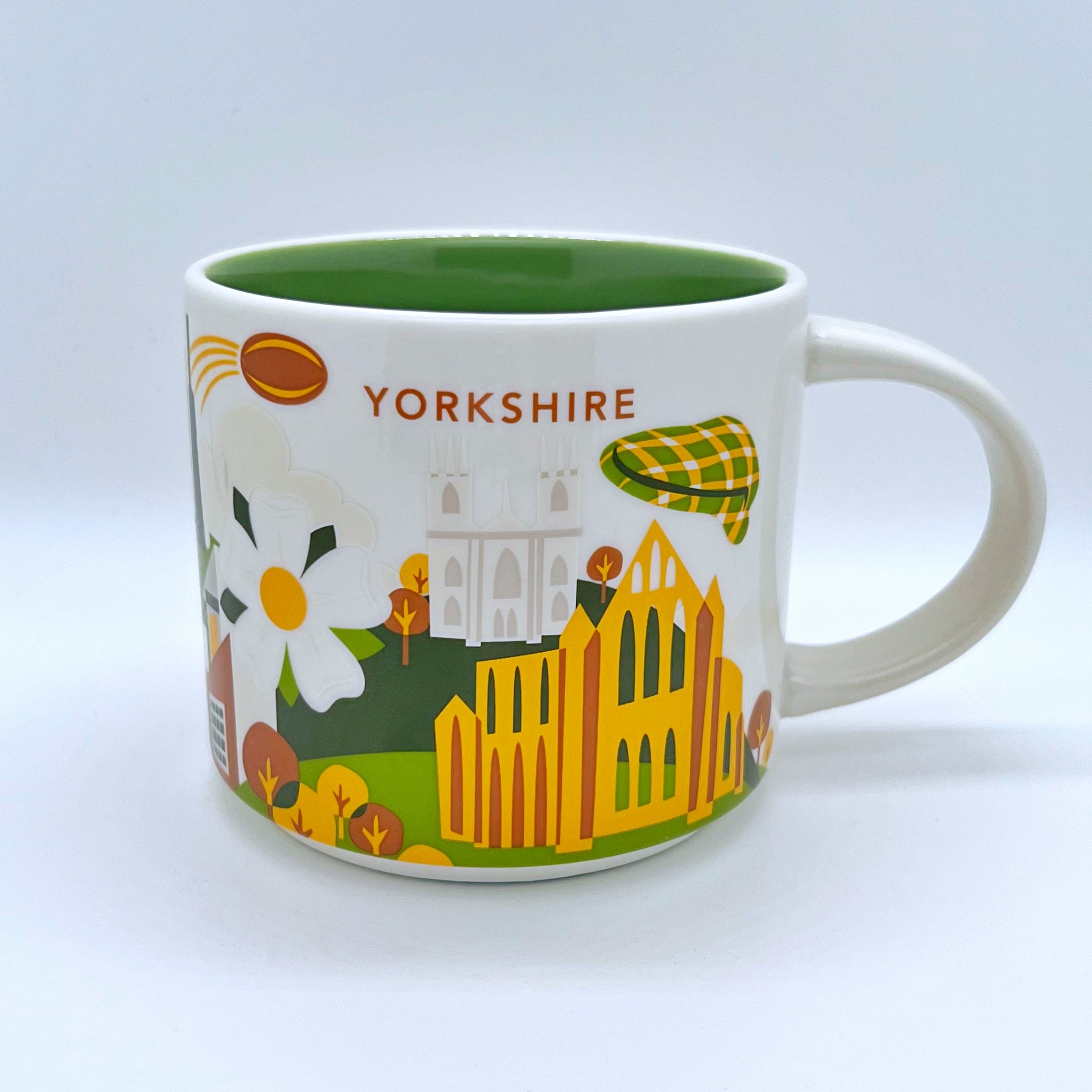 Kaffee Tee und Cappuccino Tasse von Starbucks mit gemalten Bildern aus der Stadt Yorkshire