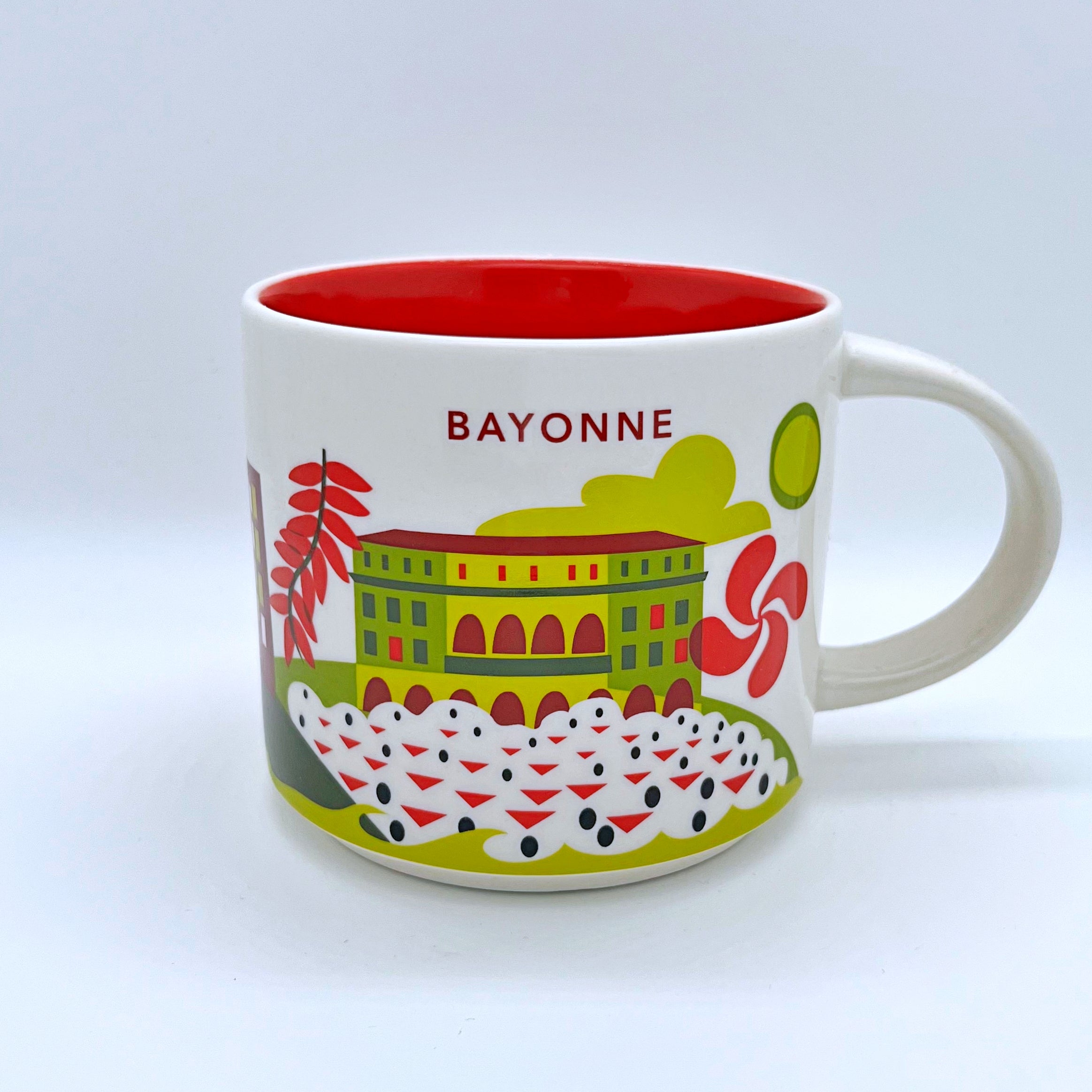Kaffee Tee und Cappuccino Tasse von Starbucks mit gemalten Bildern aus der Stadt Bayonne