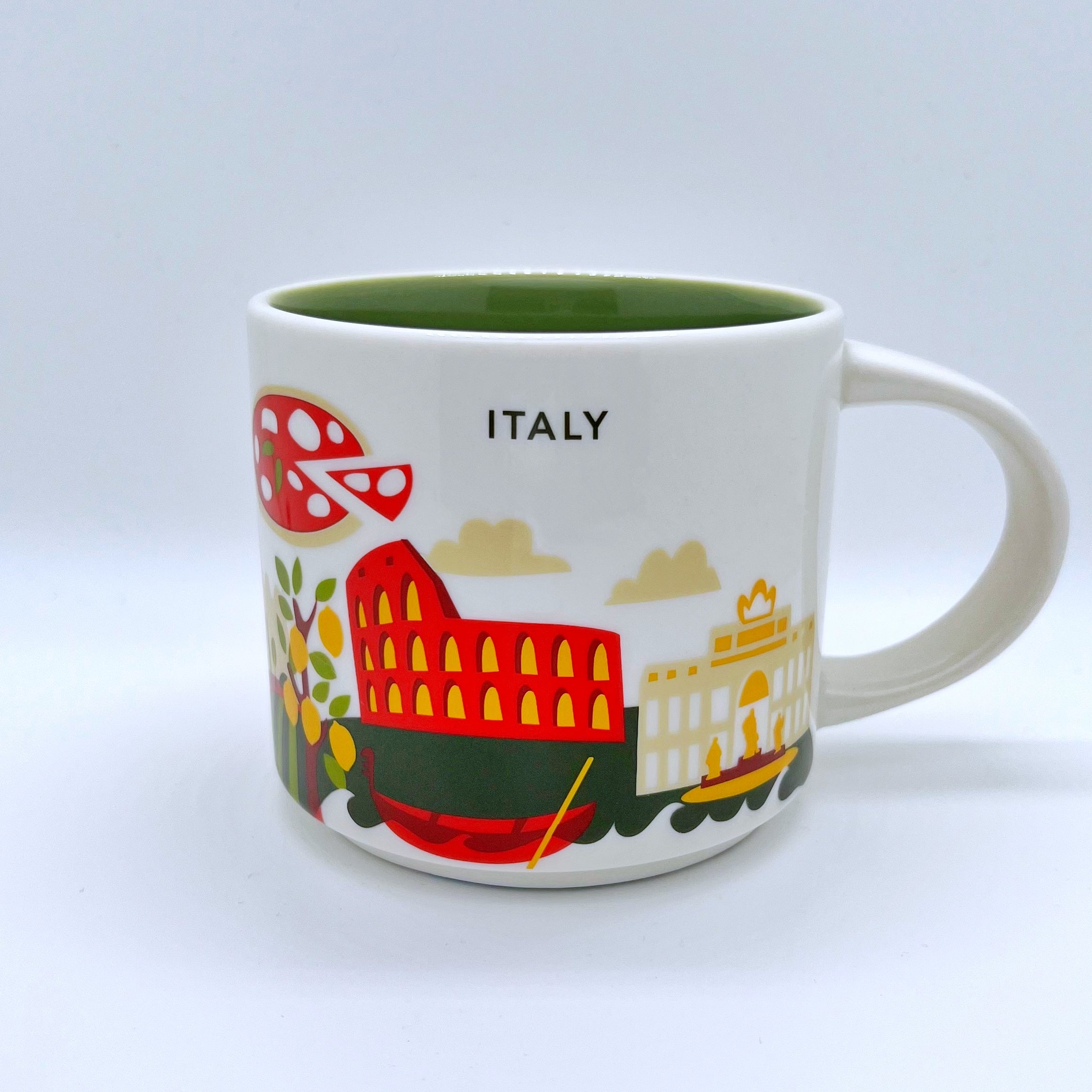 Kaffee Tee oder Cappuccino Tasse von Starbucks mit gemalten Bildern aus dem Land Italien