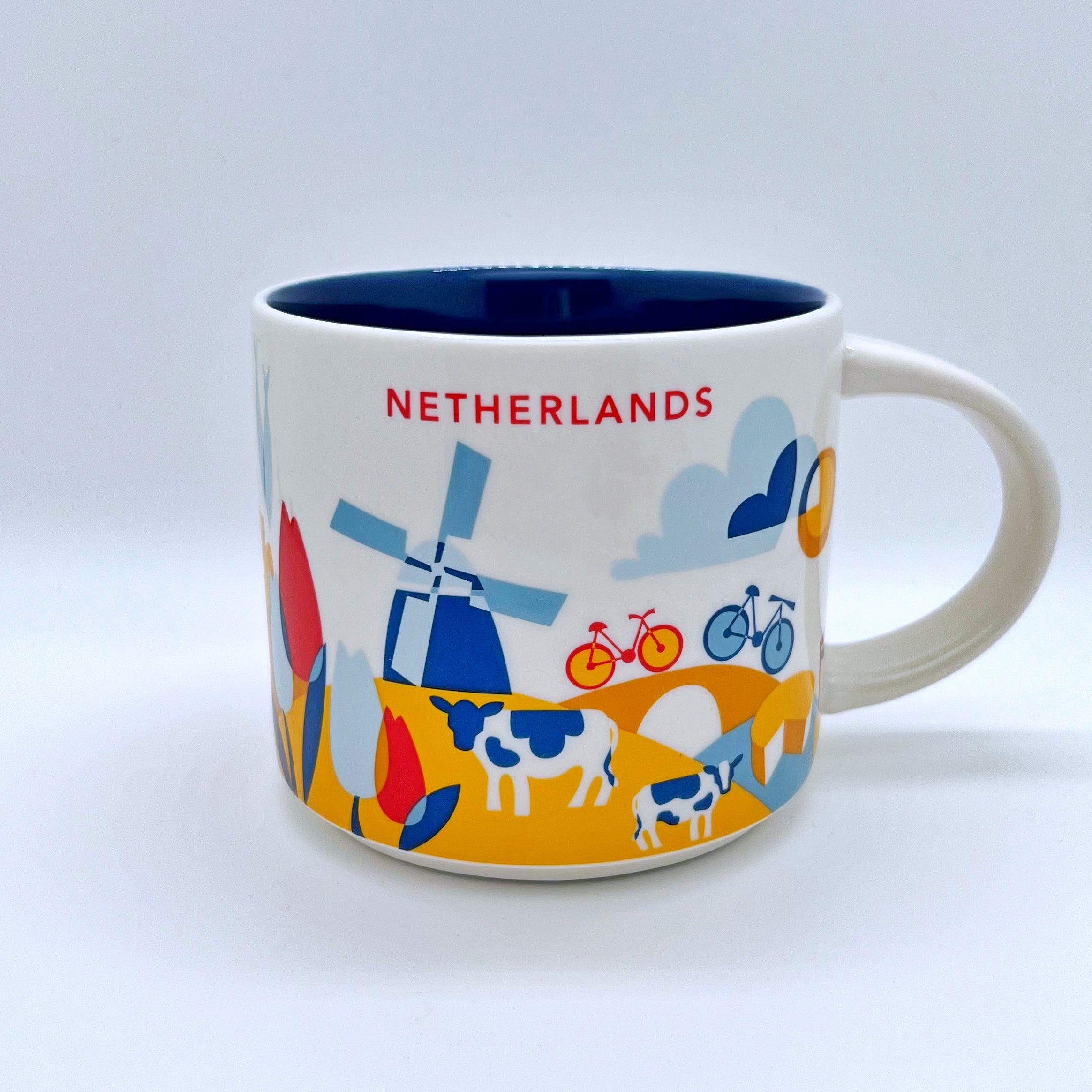 Kaffee Cappuccino oder Tee Tasse von Starbucks mit gemalten Bildern aus den Niederlanden