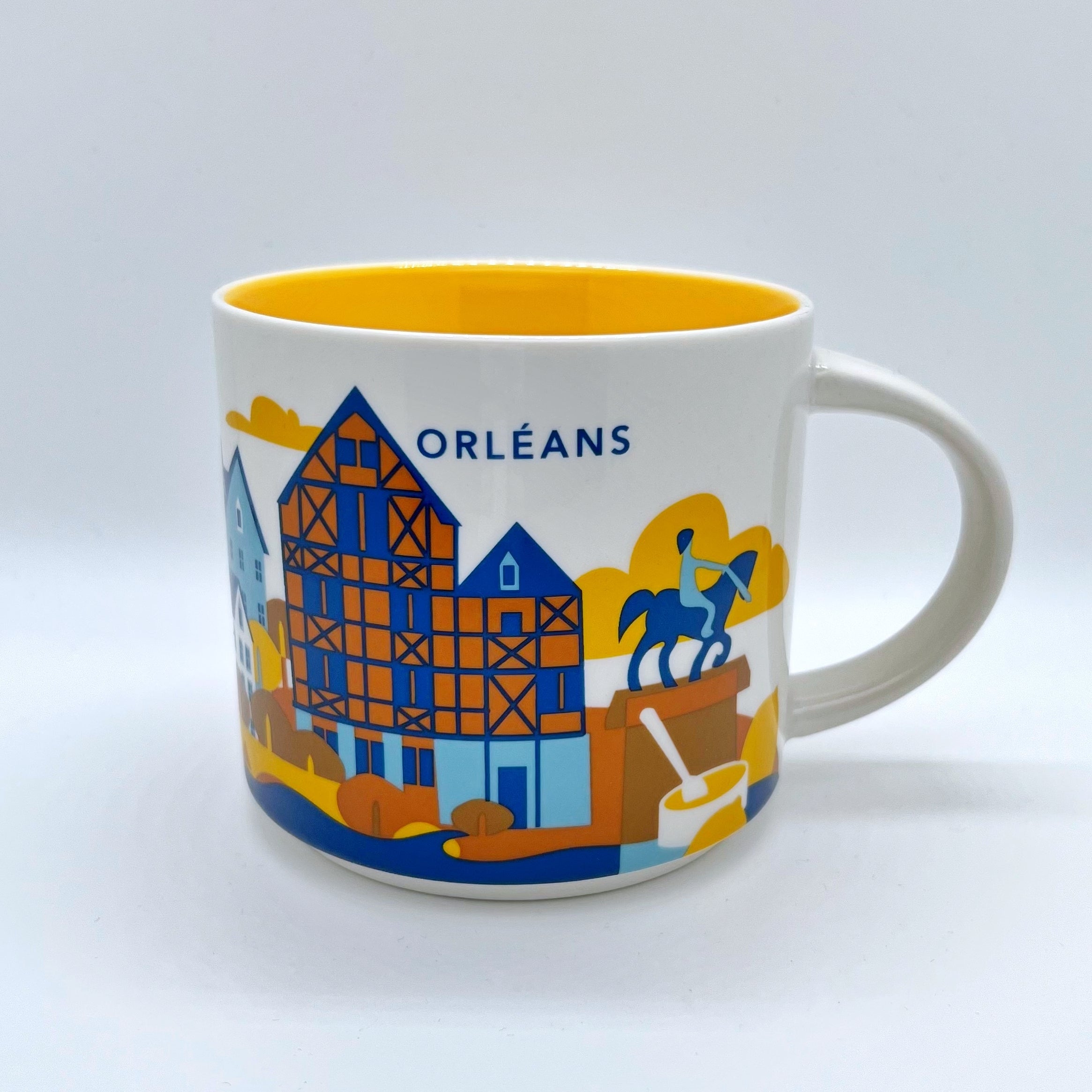 Kaffee Tee und Cappuccino Tasse von Starbucks mit gemalten Bildern aus der Stadt Orléans